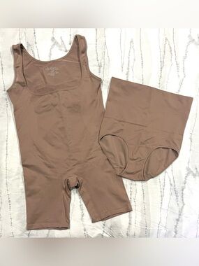 Shape by Cacique Open Bust Bodysuit & High Waist Brief Plus Shapewear 22/24 3X